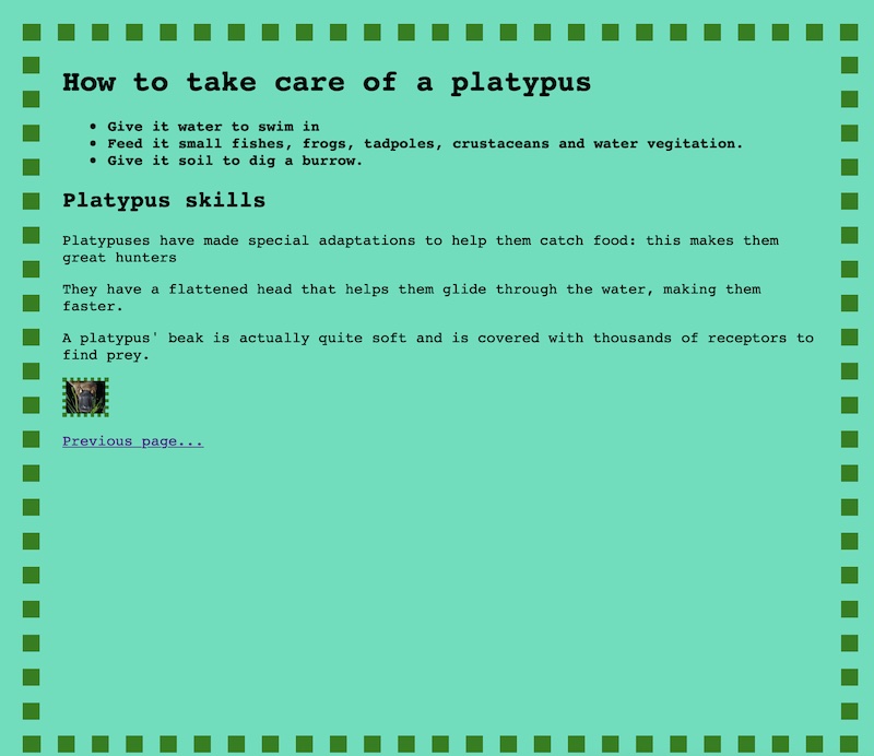 HTML page design for children